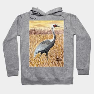 White-naped crane in the marsh at sunrise Hoodie